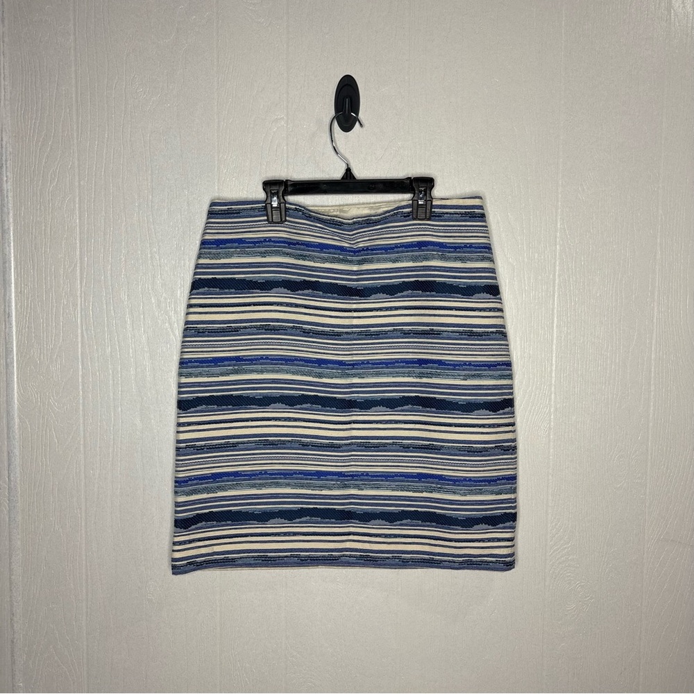 J. McLaughlin blue striped cotton blend skirt size 10